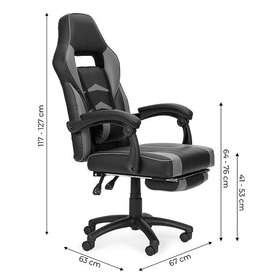 Gaming Office Chair with Adjustable Footrest and Lumbar Pillow
