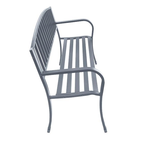 Garden Bench with Backrest for Terrace Balcony Metal Frame Graphite