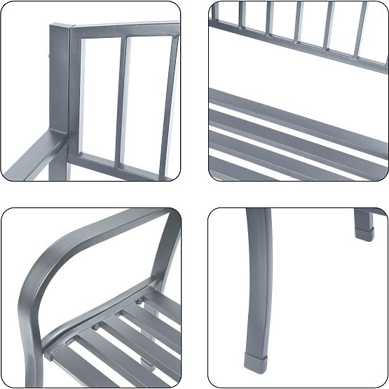 Garden Bench with Backrest for Terrace Balcony Metal Frame Graphite
