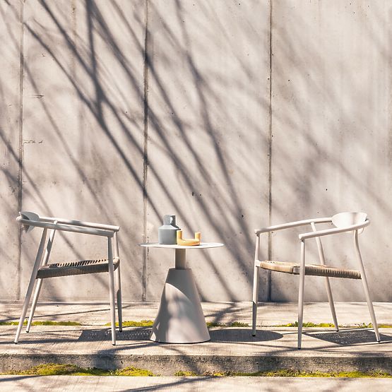 Garden Chair Piretto, Technorattan, Aluminum, Light Beige/Light Brown