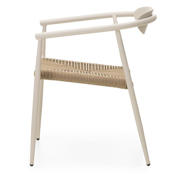 Garden Chair Piretto, Technorattan, Aluminum, Light Beige/Light Brown