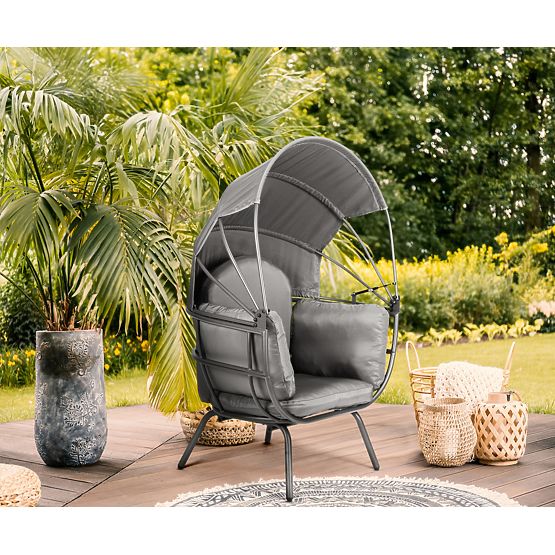 Garden Cocoon Chair with Folding Canopy Grey ModernHome