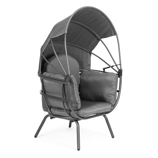 Garden Cocoon Chair with Folding Canopy Grey ModernHome