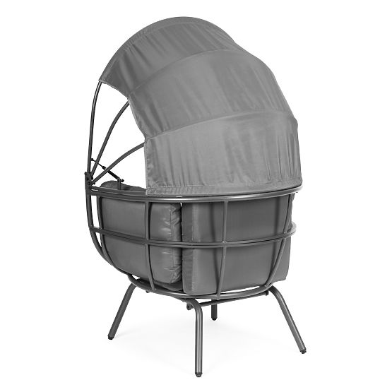 Garden Cocoon Chair with Folding Canopy Grey ModernHome