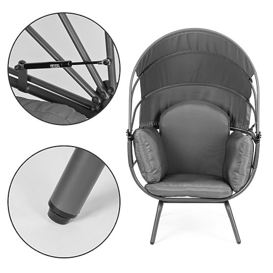 Garden Cocoon Chair with Folding Canopy Grey ModernHome