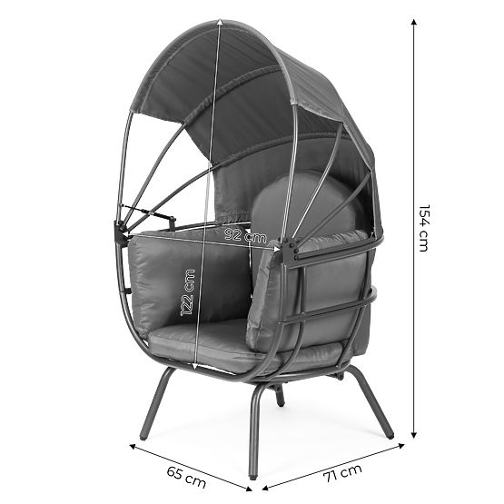 Garden Cocoon Chair with Folding Canopy Grey ModernHome