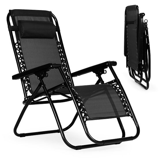Garden Lounger Chair with Adjustable Backrest ZERO GRAVITY ModernHome - Black