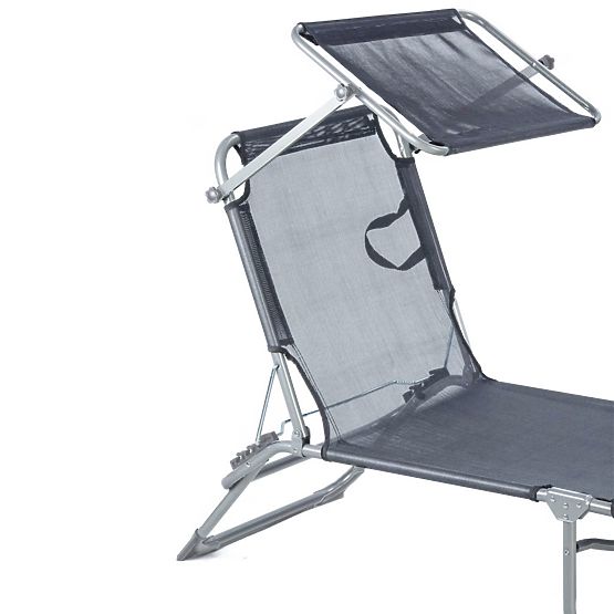 Garden Lounger with Adjustable Canopy Grey