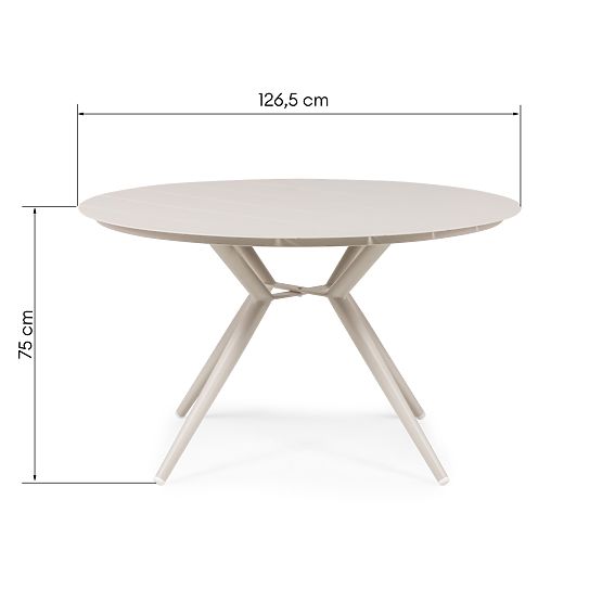 Garden Table Piretto 126.5 cm, Aluminum, Round, Light Beige