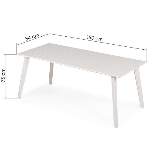 Garden Table Piretto 180 cm, Aluminum, White