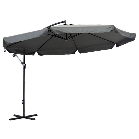Garden umbrella large on boom folding 3.5m gray