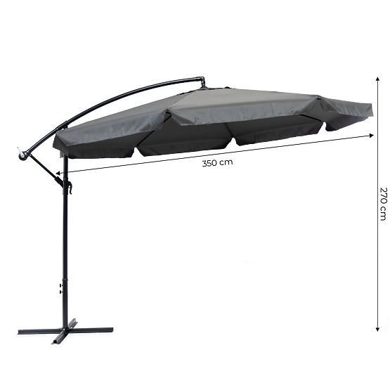 Garden umbrella large on boom folding 3.5m gray