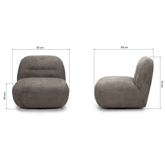 Giorgia Relaxation Chair with Swivel Base, Brown-Grey