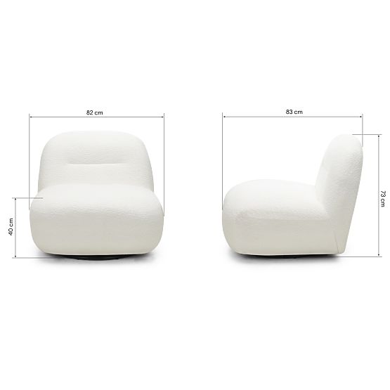 Giorgia Relaxation Chair with Swivel Base, Cream, Boucle