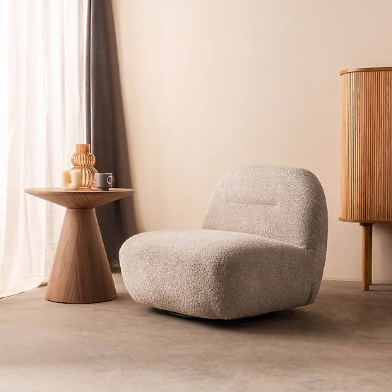 Giorgia Relaxation Chair with Swivel Base, Gray-Beige