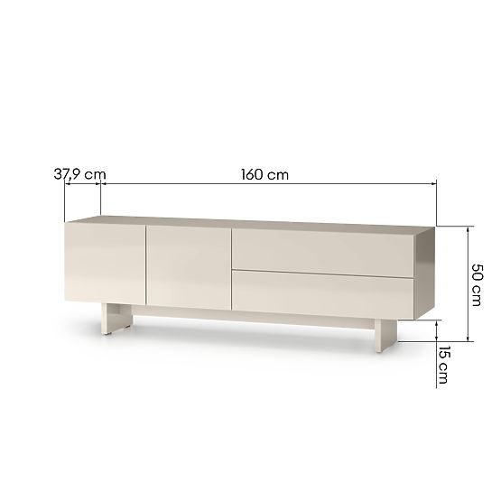 Glim TV Cabinet, Cashmere, Glossy