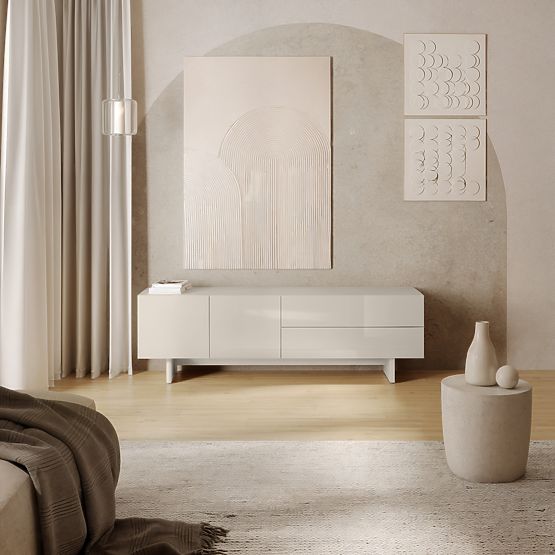 Glim TV Cabinet, Cashmere, Glossy