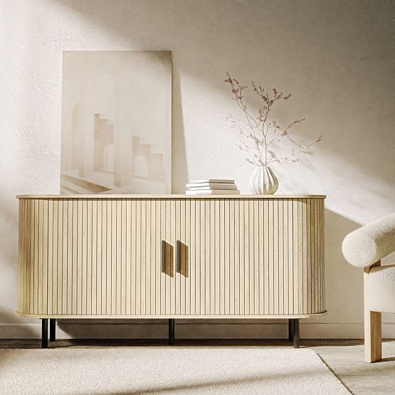 Gliss Dresser, Rounded, Slats, Light Oak