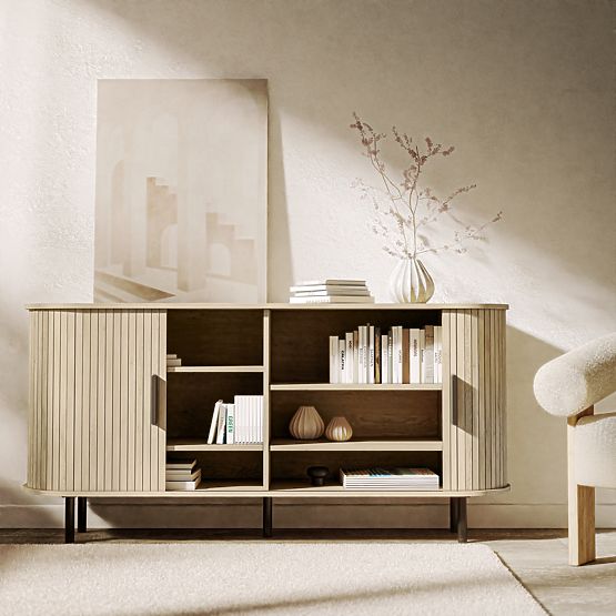 Gliss Dresser, Rounded, Slats, Light Oak