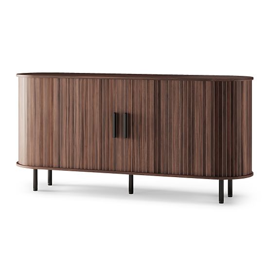 Gliss Sideboard, Rounded, Slats, Dark Walnut