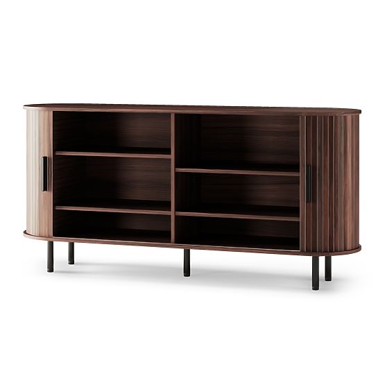 Gliss Sideboard, Rounded, Slats, Dark Walnut