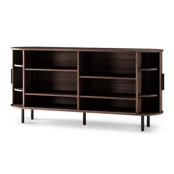 Gliss Sideboard, Rounded, Slats, Dark Walnut