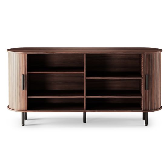 Gliss Sideboard, Rounded, Slats, Dark Walnut