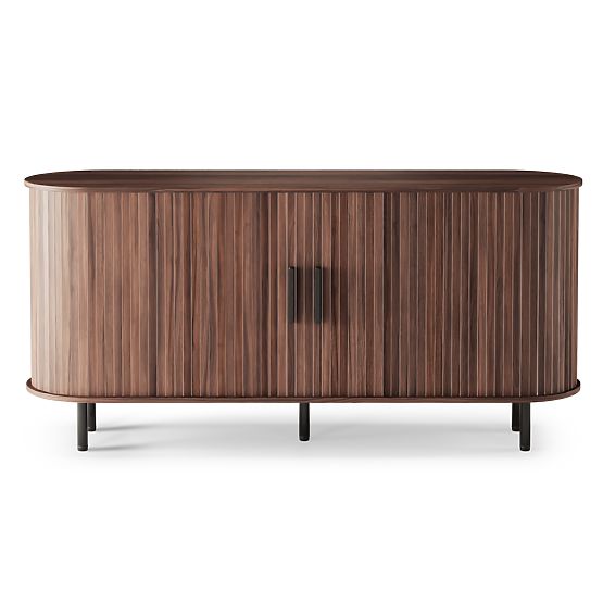 Gliss Sideboard, Rounded, Slats, Dark Walnut
