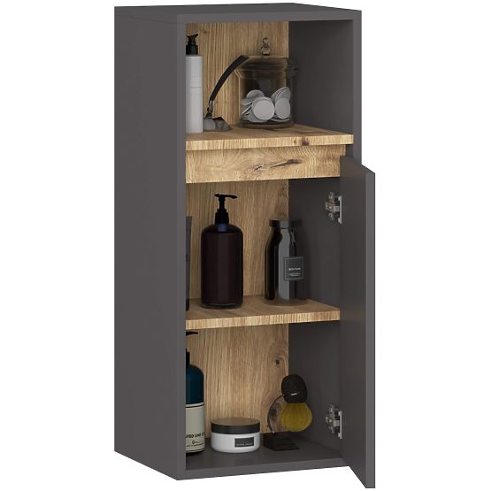 HANGING BATHROOM CABINET VAMI W35 1D 1W GRAPHITE GRAY / ARTISAN OAK