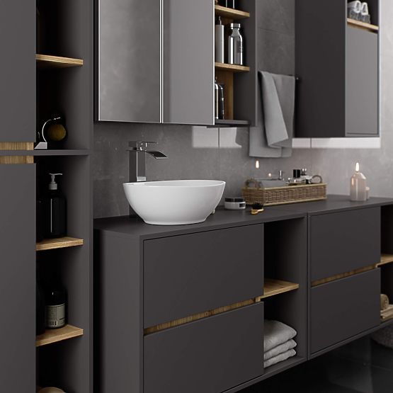 HANGING BATHROOM CABINET VAMI W35 1D 1W GRAPHITE GRAY / ARTISAN OAK