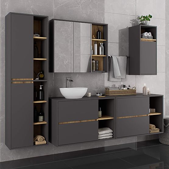 HANGING BATHROOM CABINET VAMI W35 1D 1W GRAPHITE GRAY / ARTISAN OAK