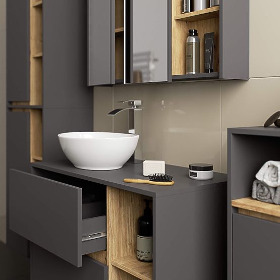 HANGING BATHROOM CABINET VAMI W35 1D 1W GRAPHITE GRAY / ARTISAN OAK
