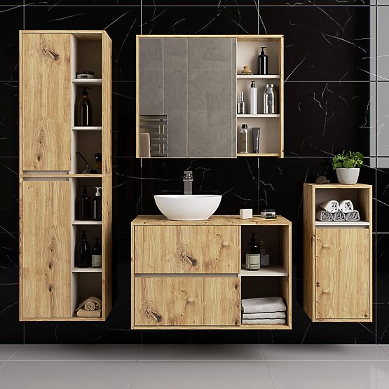 HANGING BATHROOM CABINET VAMI W35 1D 1W OAK ARTISAN / CASHMERE