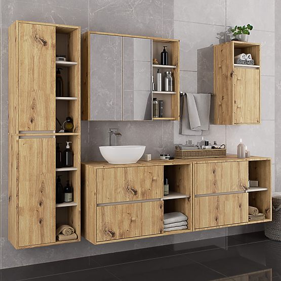 HANGING BATHROOM CABINET VAMI W35 1D 1W OAK ARTISAN / CASHMERE