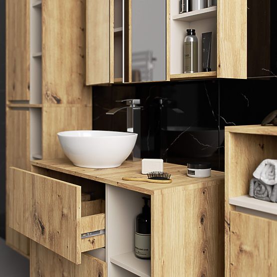 HANGING BATHROOM CABINET VAMI W35 1D 1W OAK ARTISAN / CASHMERE