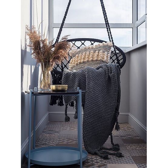 Hanging Boho Chair with Cushion Black 490129A