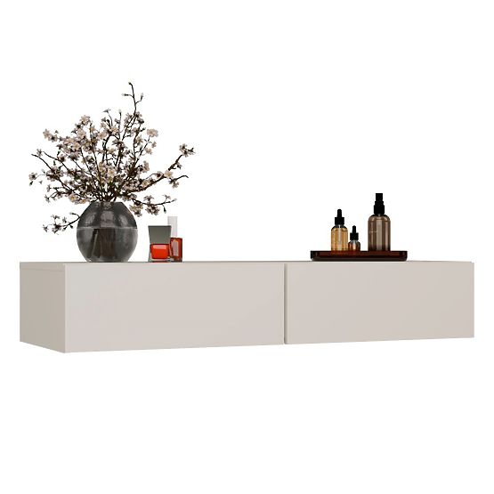 Hanging Cosmetic Dressing Table MIKA 110 cm 2 Drawers for Bedroom CASHMERE Beige