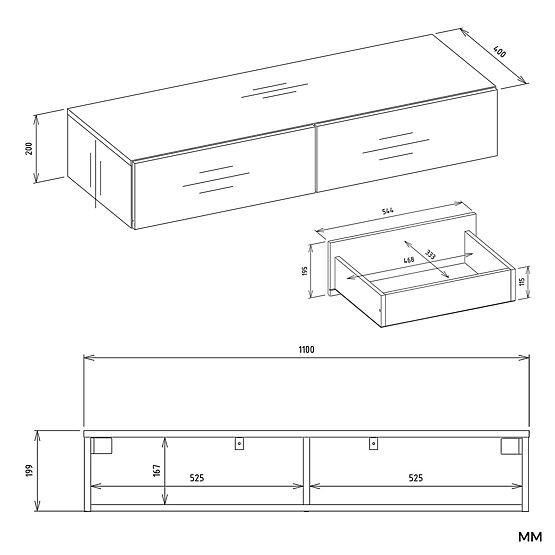 Hanging Cosmetic Dressing Table MIKA 110 cm 2 Drawers for Bedroom CASHMERE Beige