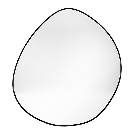 Hanging Mirror in Black Frame Alonzo, 64x60 cm, Irregular Shape