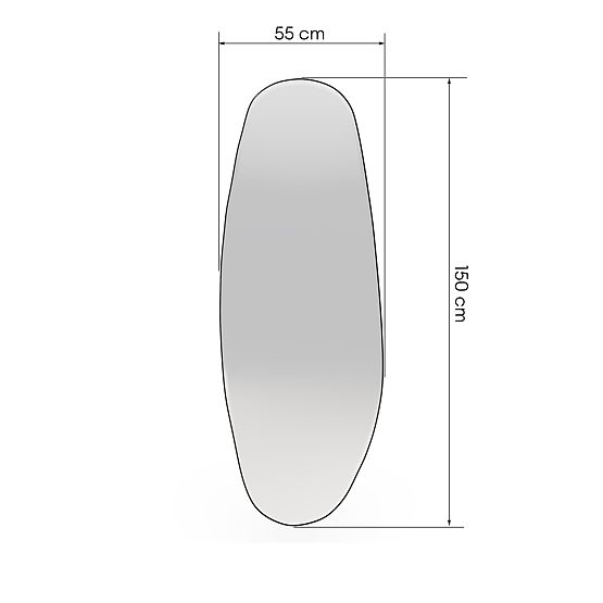 Hanging Mirror in Black Frame Frivatti, 55x150 cm, Irregular Shape