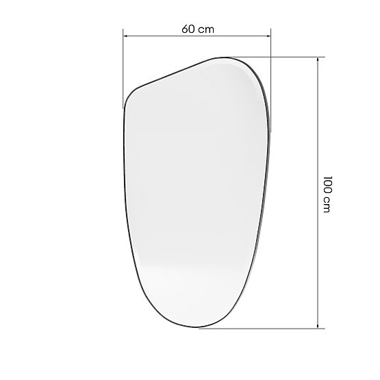 Hanging Mirror in Black Frame Frivatti, 60x100 cm, Irregular Shape