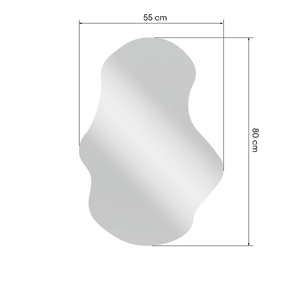 Hanging Mirror in Black Frame Zoe, 80x55 cm, Irregular Shape