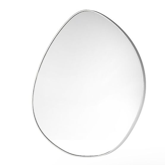 Hanging Mirror in Silver Frame Alonzo, 64x60 cm, Irregular Shape