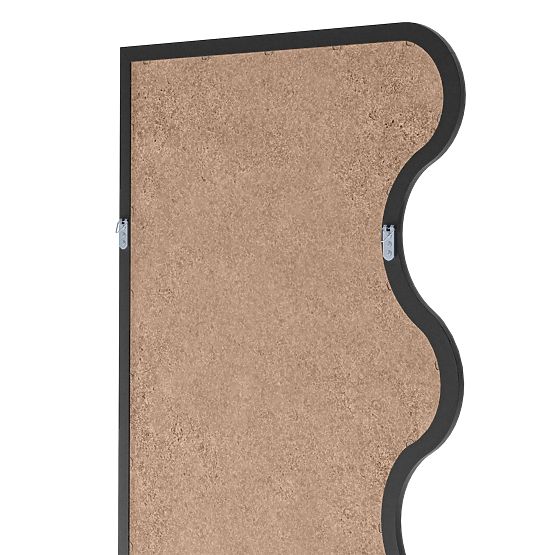 Hanging Mirror in Wavy Frame Noelie, 140x70 cm, Rectangular, Paulownia Wood, Black