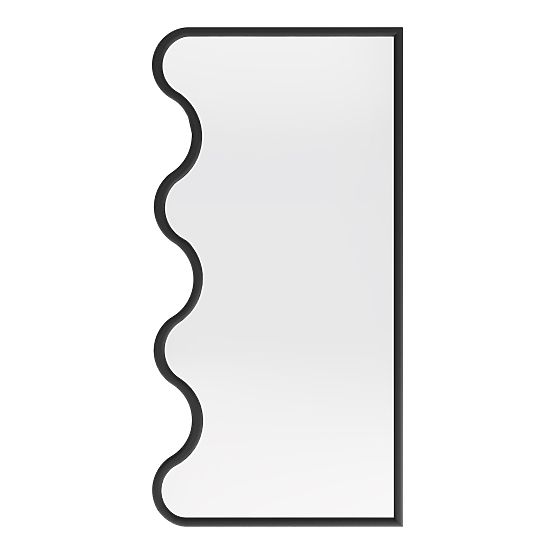 Hanging Mirror in Wavy Frame Noelie, 140x70 cm, Rectangular, Paulownia Wood, Black