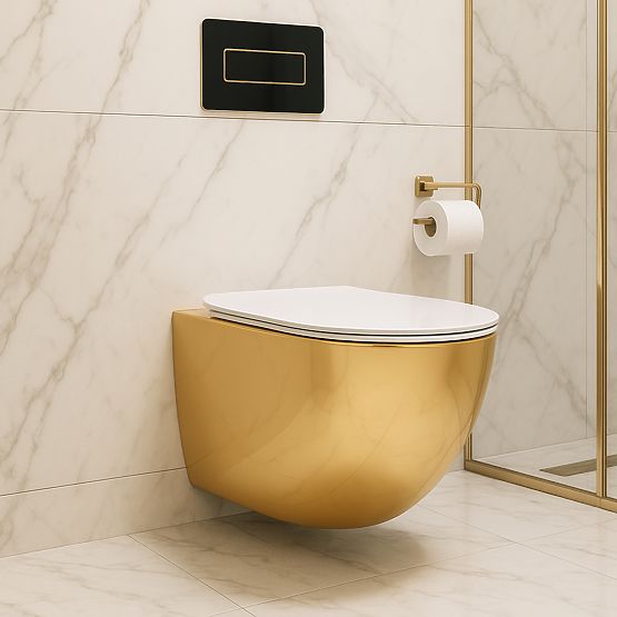 Hanging Toilet Bowl Rea Carlo Mini Tornado NF Gold White
