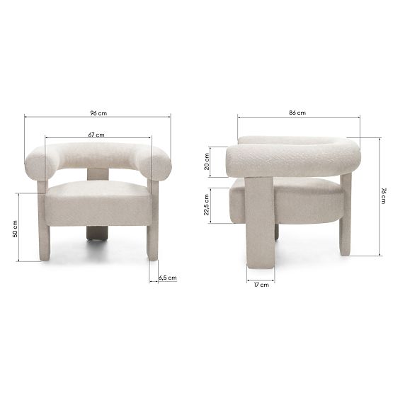 Hella Light Beige Relaxation Chair, Boucle, Rounded