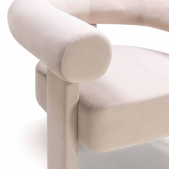 Hella Light Beige Velvet Rounded Relaxation Chair
