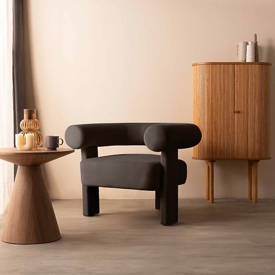 Hella Relaxation Chair Brown, Velvet, Rounded