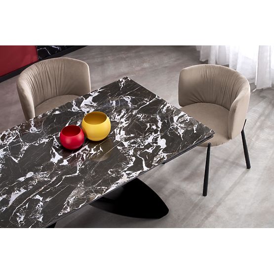 HILARIO extendable table, top - black marble, legs - black (3p=1pc)